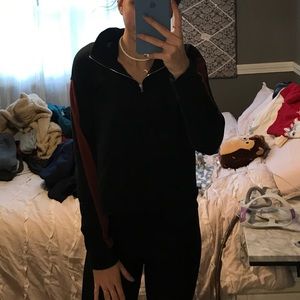 Quarter zip cut off hoodie